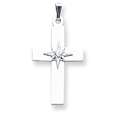 14k White Gold .03ct Diamond Cross Pendant