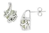 3 Carat Green Amethyst and Diamond 14K White Gold Earrings