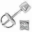 14K White Gold Princess Diamond Stud Earrings