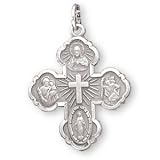  : Sterling Silver Four Way Cross and 24-inch Chain