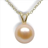14K yellow gold Peach Single V Freshwater cultured pearl pendant