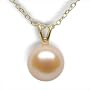 14K yellow gold Peach Single V Freshwater cultured pearl pendant