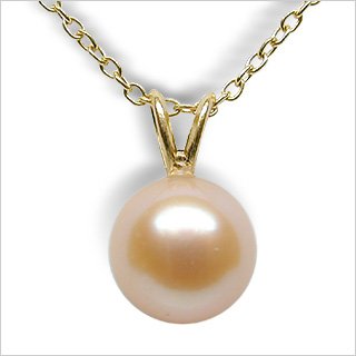 14K yellow gold Peach Single V Freshwater cultured pearl pendant 14K yellow gold Peach Single V Freshwater cultured pearl pendant