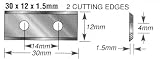 Amana ICK-30 Replacement Straight Carbide Insert Knives - 30mm Length; 12mm Width; 1.5mm Thickness