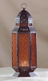 Moroccan Design Amber Glass Candle Holder