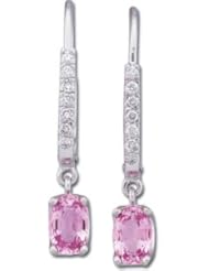Ann Harrington Jewelry 14k White Gold 6x4 Genuine Pink Sapphire And 1/6 Ct Tw Diamond Earrings