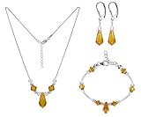 Topaz Swarovki Crystal Sterling Silver Bracelet Earrings 16 18 20 22 24 Necklace Jewelry Set