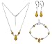 Jewelry : Topaz Swarovki Crystal Sterling Silver Bracelet Earrings 16" 18" 20" 22" 24" Necklace Jewelry Set