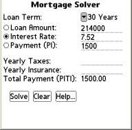 Mortgage Solver for Palm OS 5