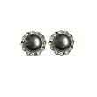 Crystal Circlet Cultured Pearl Platinum Overlay Sterling Silver Stud Earrings, Dyed Black