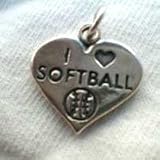 Solid Heart Softball Charm