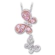 0.10 Ct.T.W. Round Brilliant Cut Diamonds, Round Cut Pink Sapphire, 14Kt. White with Rose Gold Necklace