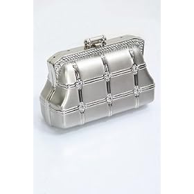 Evening Bag - Crystal Studded Silver Swing Handle