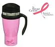 Trudeau Drivetime 16-Ounce Travel Mug, Breast Cancer Awareness, Pink