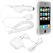 Apple Ipod iPhone 1st Gen (NOT for iPhone 3G) PDA Accessory Bundle Kit - Rapid Home Travel + Car Charger with Ic Chip + Soft Flexible Clear White Silicon Skin Cover Case with Armband By Bargaincell