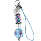 Gioielli Italy Aqua FLORAL PEARL Glass Bead Cell Phone Charm