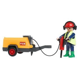 Childrens Toyshop  Toys : Playmobil Construction Worker with Jack Hammer