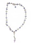 Anklet - A60 - Sized to Fit - Swarovski (tm) Crystal Beads ~ Tanzanite (Purply Blue) with Mule Shoe Charm