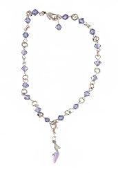 Anklet - A60 - Sized to Fit - Swarovski (tm) Crystal Beads ~ Tanzanite (Purply Blue) with Mule Shoe Charm