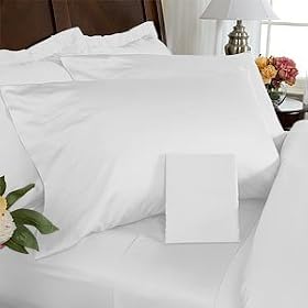 CASTLE HILL 800 Thread Count 100% Egyptian Cotton Solid Sateen Single Ply Yarn Bed Sheet Set (White) King.