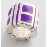 Pandora Trollbeads Fit 925 Sterling Silver Bead - Purple Square Enamel Fit Pandora, Troll, Biagi, Chamilia Bracelets