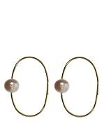 Silver One Pendientes Aro Perla Oro