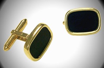 14K Solid Gold & Onyx Cufflinks