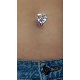 Sterling silver heart reverse belly button ring by 