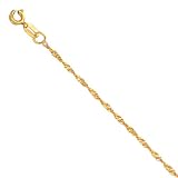 10K Solid Yellow Gold 1.5mm Singapore Chain Anklet 10
