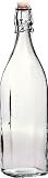Square Swing Top Clear Italian Glass Bottle 34 Ounce (Approx) Capacity