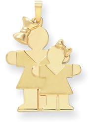 14k Yellow Gold Big Girl & Little Girl Engravable Charm