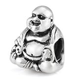 Happy Buddha 925 Solid Sterling Silver Charm Bead OHM is Compatible with Pandora, Chamilia, Chrysalis, Biagi,Troll beads and Other european bracelets