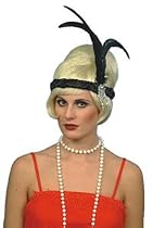Charleston Headband (deluxe) - Black Satin with feather