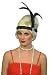 Charleston Headband (deluxe) - Black Satin with feather