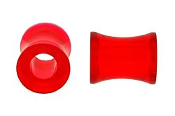 Double Flare Acrylic Red Tunnel - 8g - Sold as Pair
