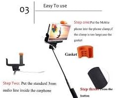 Kjstar Z07-7 New & Improved Selfie Stick with Key Cable Control Self Portrait Monopod with Cell Phone Mount Holder