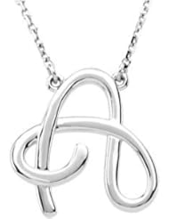 Silver Fashion Script Letter Initial Necklace Pendant " A " Sterling Silver 84635