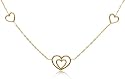 14k Yellow Gold Heart Necklace, 17"