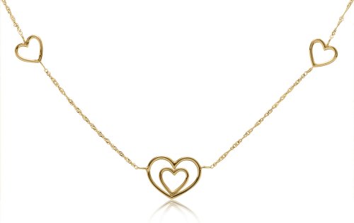 14k Yellow Gold Heart Necklace, 17