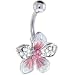 Jewelry : Pink Jeweled FLOWER PETAL Belly Ring