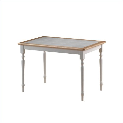 Boraam 30 x 45 Tile Top Wood Dining Table in White and Natural