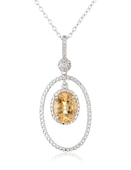Sterling Silver Gemstone and Diamond Pendant Necklace (0.05 cttw, G-H Color, I2-I3 Clarity), 18"