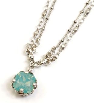 Sweet Romance, Ollipop, Designer Vintage Style Necklace, Pacific Opal, Turquoise Stone, Cushion Cut Jewel Necklace,
