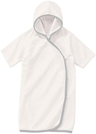 giggle Better Basics Hooded Bath Kimono - Natural/Grey Trim (Organic Cotton) (0-6M, Grey)