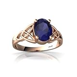 14k Rose Gold Oval Genuine Sapphire Celtic Trinity Ring