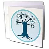 Janna Salak Designs Nature and Spirituality - Round Tree of Life Blue - Greeting Cards-12 Greeting Cards with envelopes