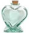 Spanish Recycled Glass Heart Bottle with Cork 2.25"H 3"W 20oz Set / 4