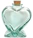 Spanish Recycled Glass Heart Bottle with Cork 2.25"H 3"W 20oz Set / 4