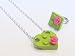 Lime Green Upcycled LEGO Heart Necklace with Hot Pink Rose and Ring Set