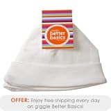 giggle Better Basics Baby Skull Hats, Organic Cotton - Set of 2, Ivory
